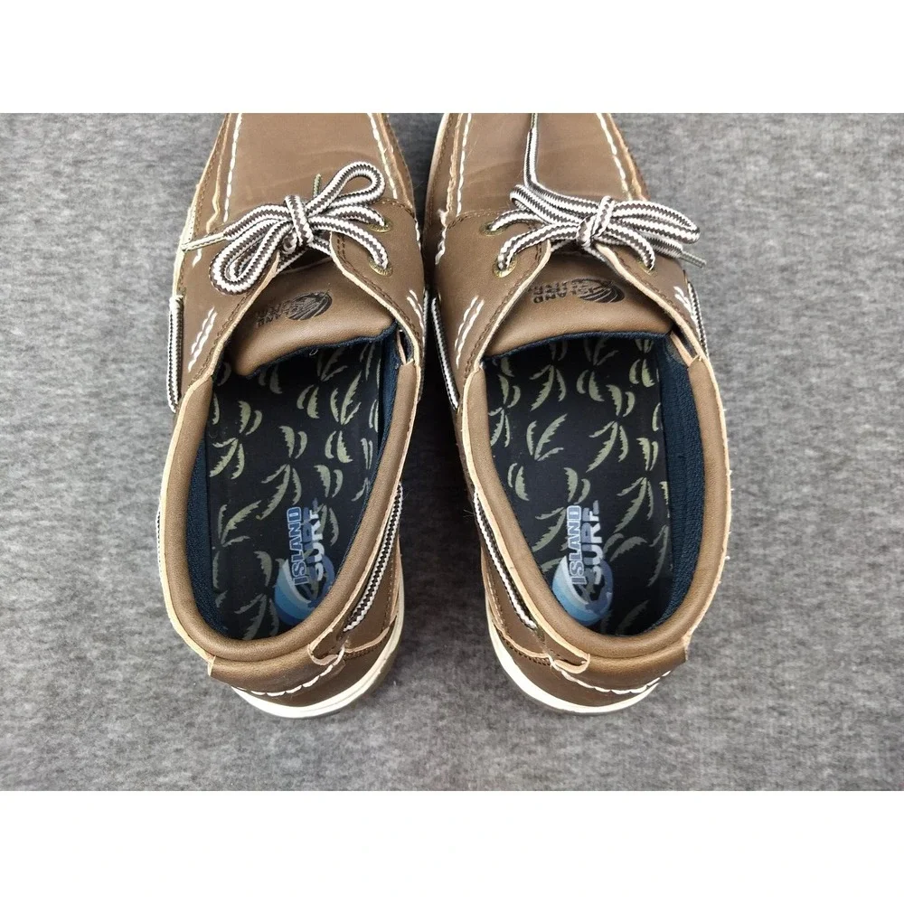 Island Surf Co Boat Deck Shoes Cod Dark Brown Men's 8M Lace Up Round Toe Cushion - Picture 6 of 16